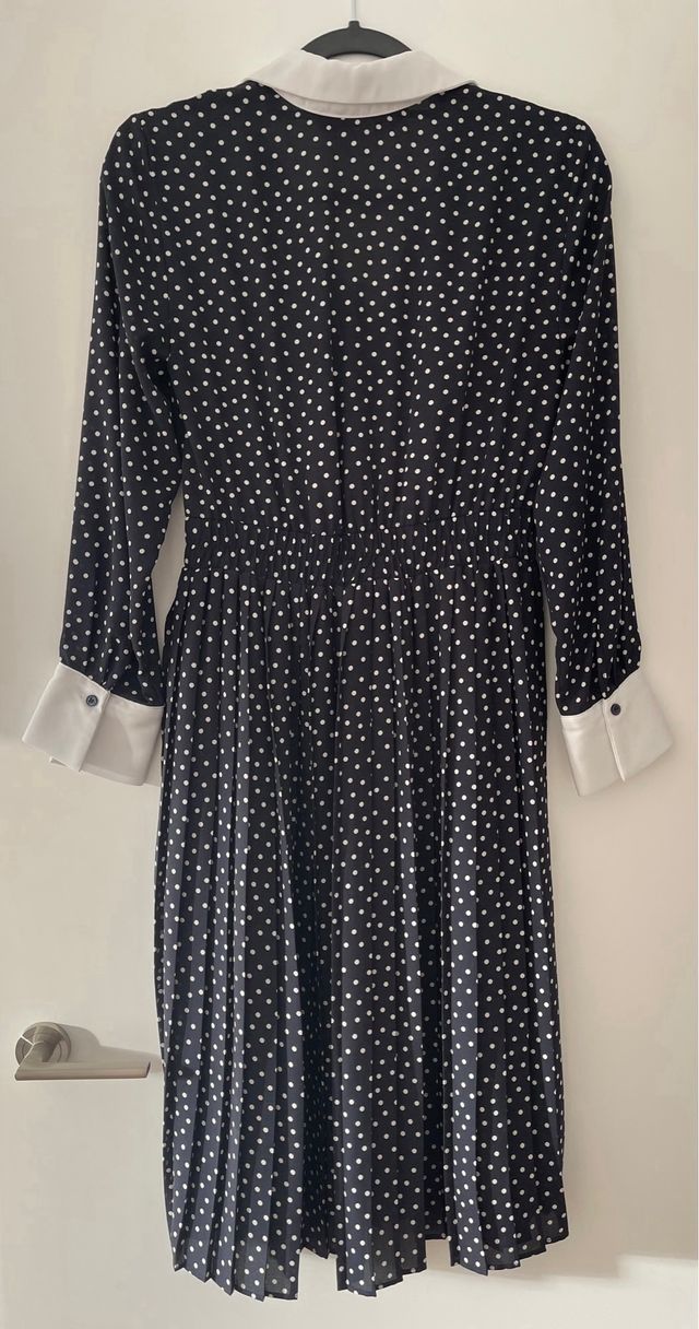 Vestido Zara lunares blanco y negro, talla S