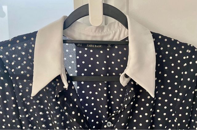 Vestido Zara lunares blanco y negro, talla S