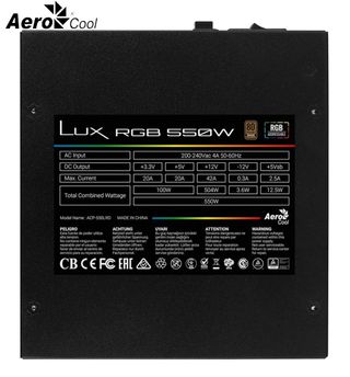 AEROCOOL LUX RGB. 550M. 80 PLUS BRONZE.