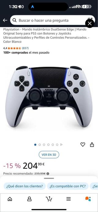 Mando Sony DualSense Edge PS5 Blanco