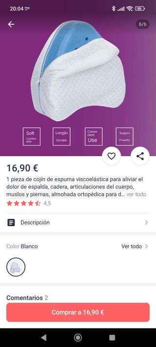 Almohada para piernas.