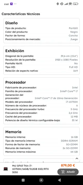 MSI GF63 Thin Portátil Gaming
