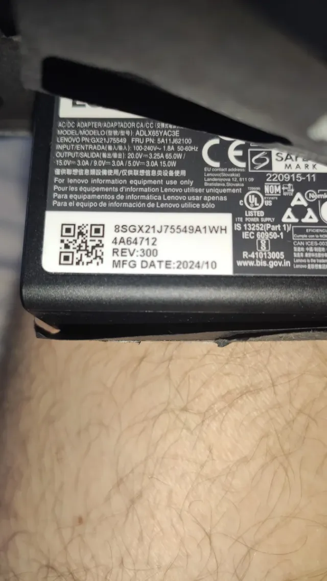 Cargador Lenovo 65W Tipo C ADLX65YAC3E