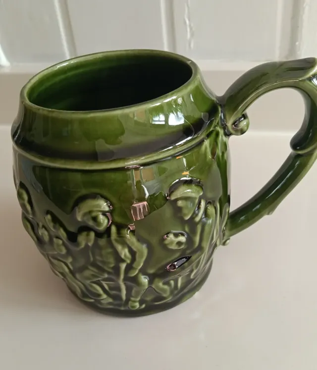 Jarra cerámica verde años 70