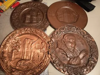 4 Piatti Rame Decorativi Antichi