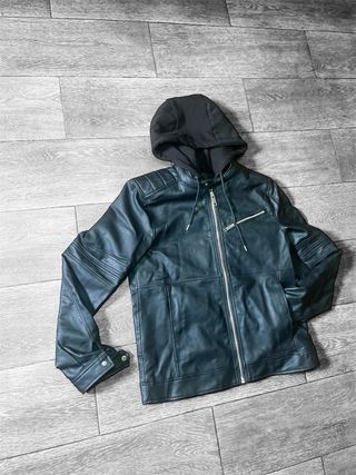 Chaqueta Biker Imitación Cuero L Negra