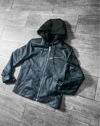 Chaqueta Biker Imitación Cuero L Negra