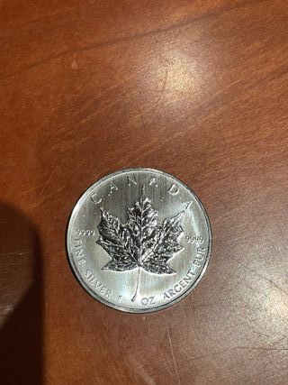 Moneda 1 oz plata Maple Leaf Canadá 2007