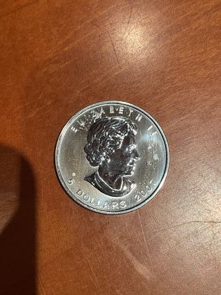 Moneda 1 oz plata Maple Leaf Canadá 2007