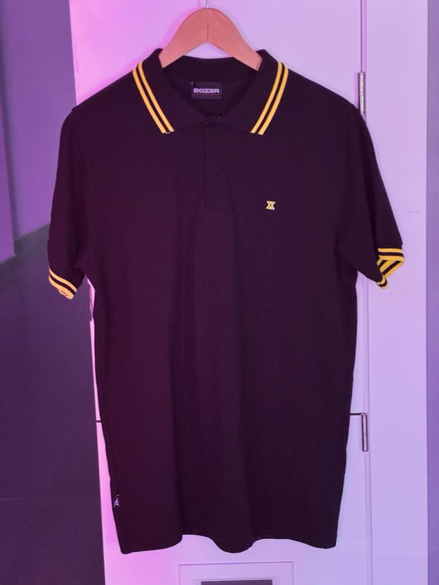 Polo Boxer Barcelona Negro Rayas Amarillas