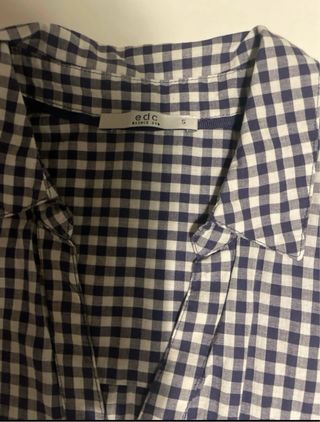 Camisa sin mangas cuadros EDC azul y blanco