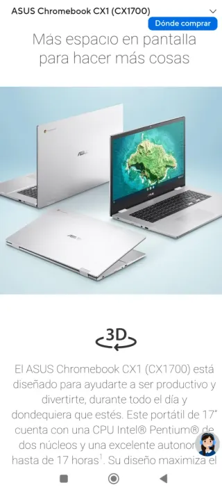 Chromebook Asus CX1700 Plata