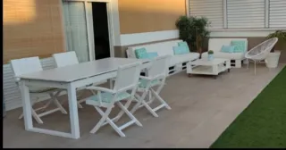 Mesa y 4 Sillas Terraza Blancas