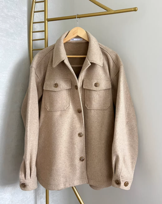 Abrigo Zara Lana Beige Talla M