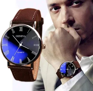 Reloj Geneva Hombre Negro y Marrón