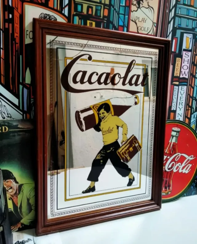 Espejo Cacaolat Vintage Marco Madera