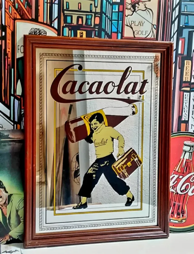 Espejo Cacaolat Vintage Marco Madera