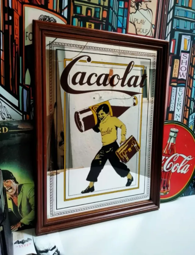 Espejo Cacaolat Vintage Marco Madera
