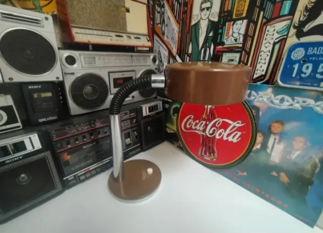 Lámpara Escritorio Vintage 70s Marrón/Plata