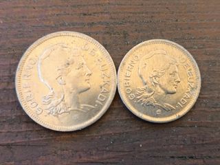 2 Monedas 1 y 2 Pesetas 1937 Euskadi