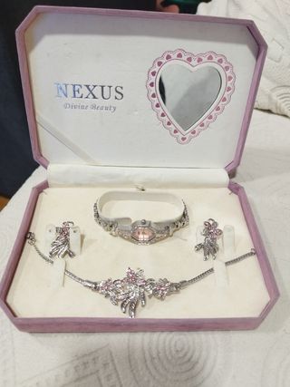 Set Nexus Reloj y Joyería Rosa y Plateado