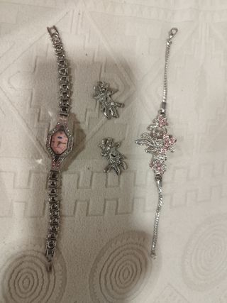 Set Nexus Reloj y Joyería Rosa y Plateado
