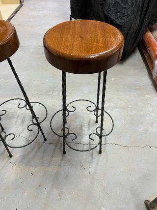 3 Sgabelli Legno e Ferro