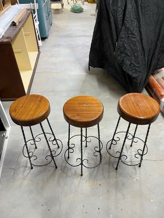 3 Sgabelli Legno e Ferro