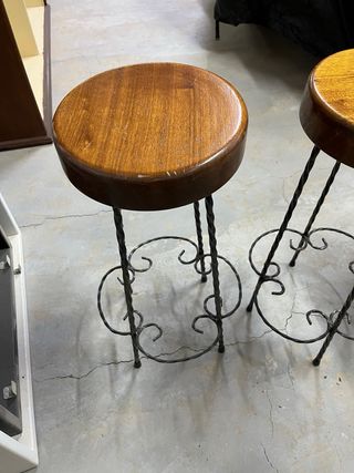 3 Sgabelli Legno e Ferro
