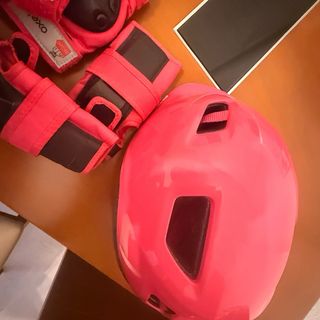 Pack Protecciones y Casco Btwin Rosa