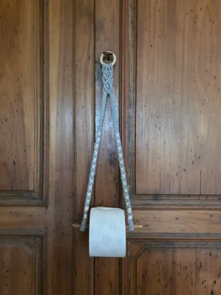 Portarotolo Macramè Legno Carta Igienica Scottex
