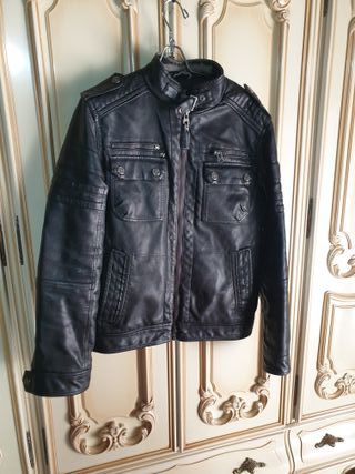 Chaqueta Cuero Sintético Negra