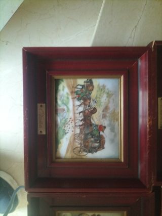 4 Cuadros pequeños Estaciones  años Vintage Madera