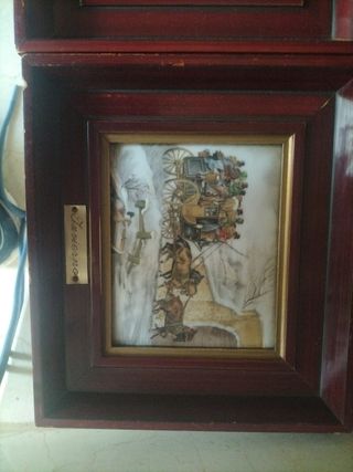4 Cuadros pequeños Estaciones  años Vintage Madera