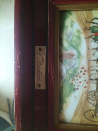 4 Cuadros pequeños Estaciones  años Vintage Madera