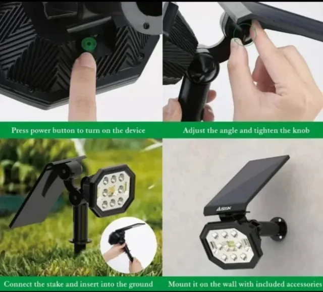 2 Farolas Solares Con Estaca Suelo Exterior Jardín