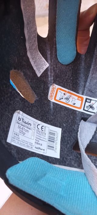 Casco bici azul y gris + Cesta