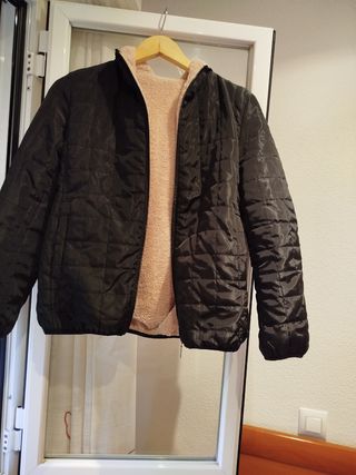 Chaqueta acolchada reversible mujer con borreguito