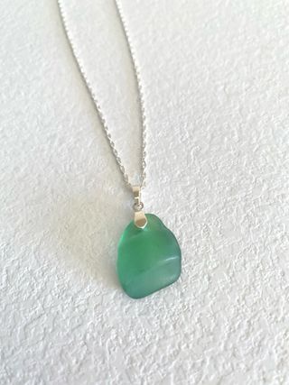 Collana argento ciondolo vetro di mare fatto a man