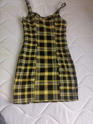 Vestido H&M cuadros amarillo y negro