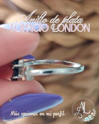 Anillo Plata Topacio London Blue