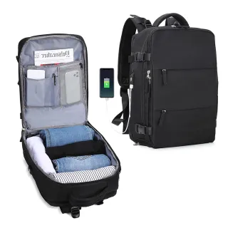 Mochila de viaje negra