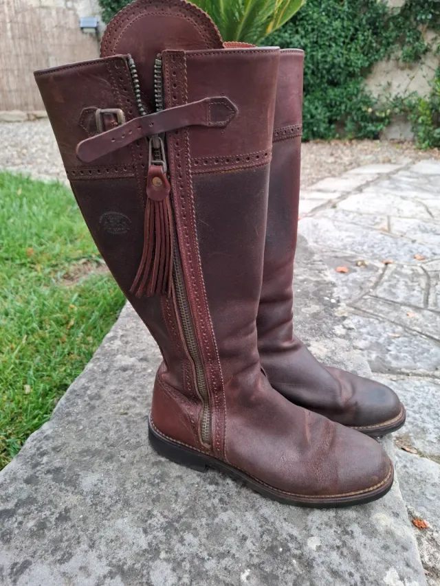 Botas de equitación de cuero marrón