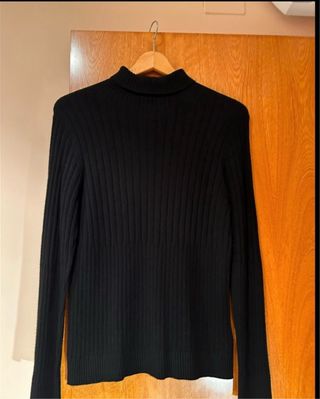 Jersey de cuello alto negro mujer