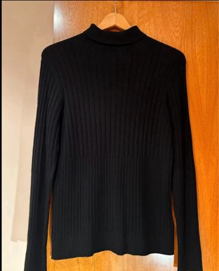 Jersey de cuello alto negro mujer