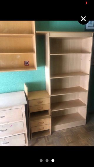Cómoda, meditad y estanterías juvenil madera