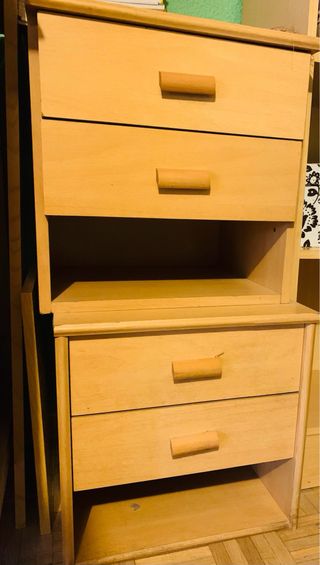 Cómoda, meditad y estanterías juvenil madera