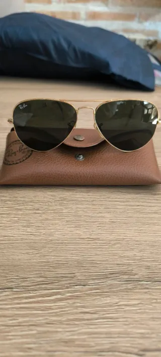 Gafas Ray-Ban Aviator Doradas Cristal Verde