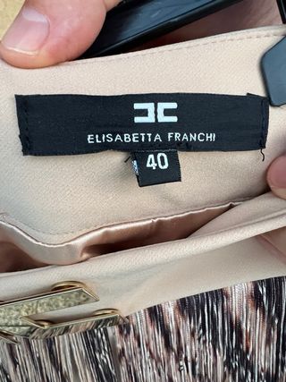 Gonna con frange beige multicolor