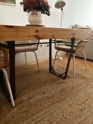 Mesa comedor madera maciza y metal